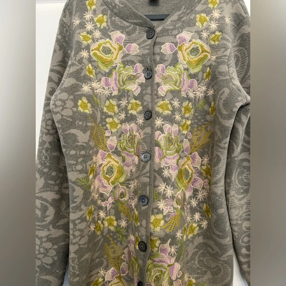 Sundance Gray Floral Embroidered Coat - Picture 3 of 5